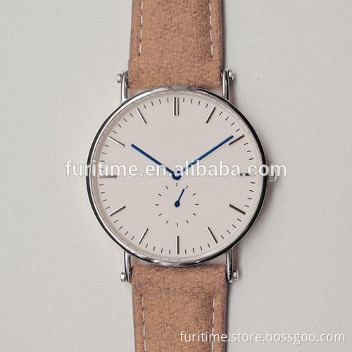 no brand genuine leather watch with Ronda movet slimming watch
